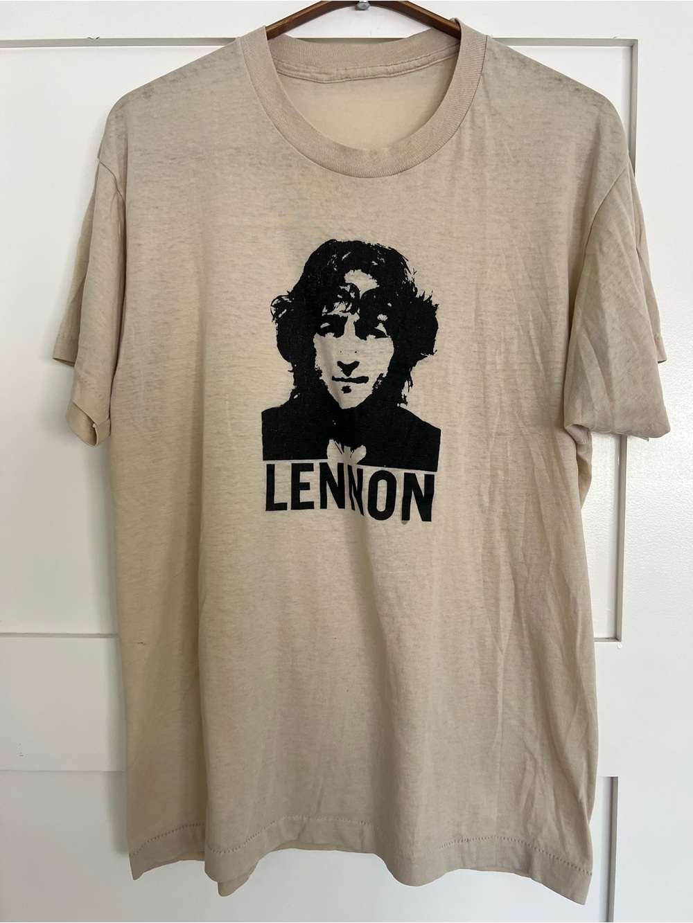 Vintage John Lennon Beatles Graphic Tee - Beige